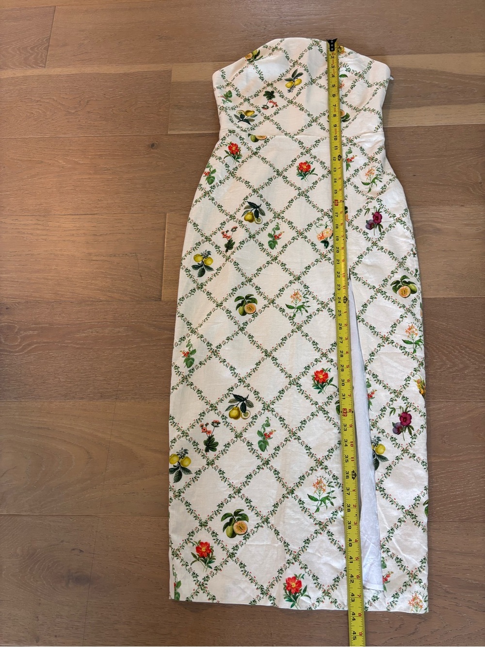 Revolve Amanda Uprichard Abby Midi Dress Trellis Small Linen Fruit Halter Slit - Picture 14 of 15
